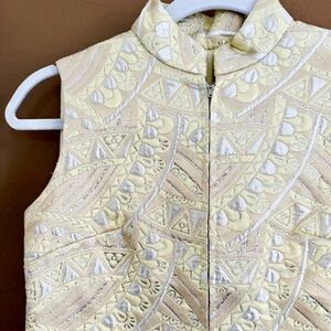 Vintage Shift Dress Brocade of Cream, Silver, Pale Yellow perfect for Easter